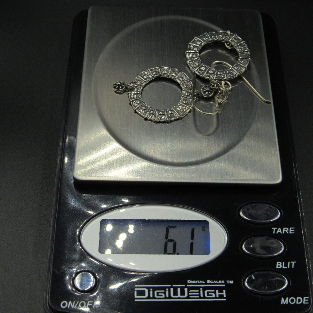 Sterling Silver Unique Pattern Circle Earrings - image 5